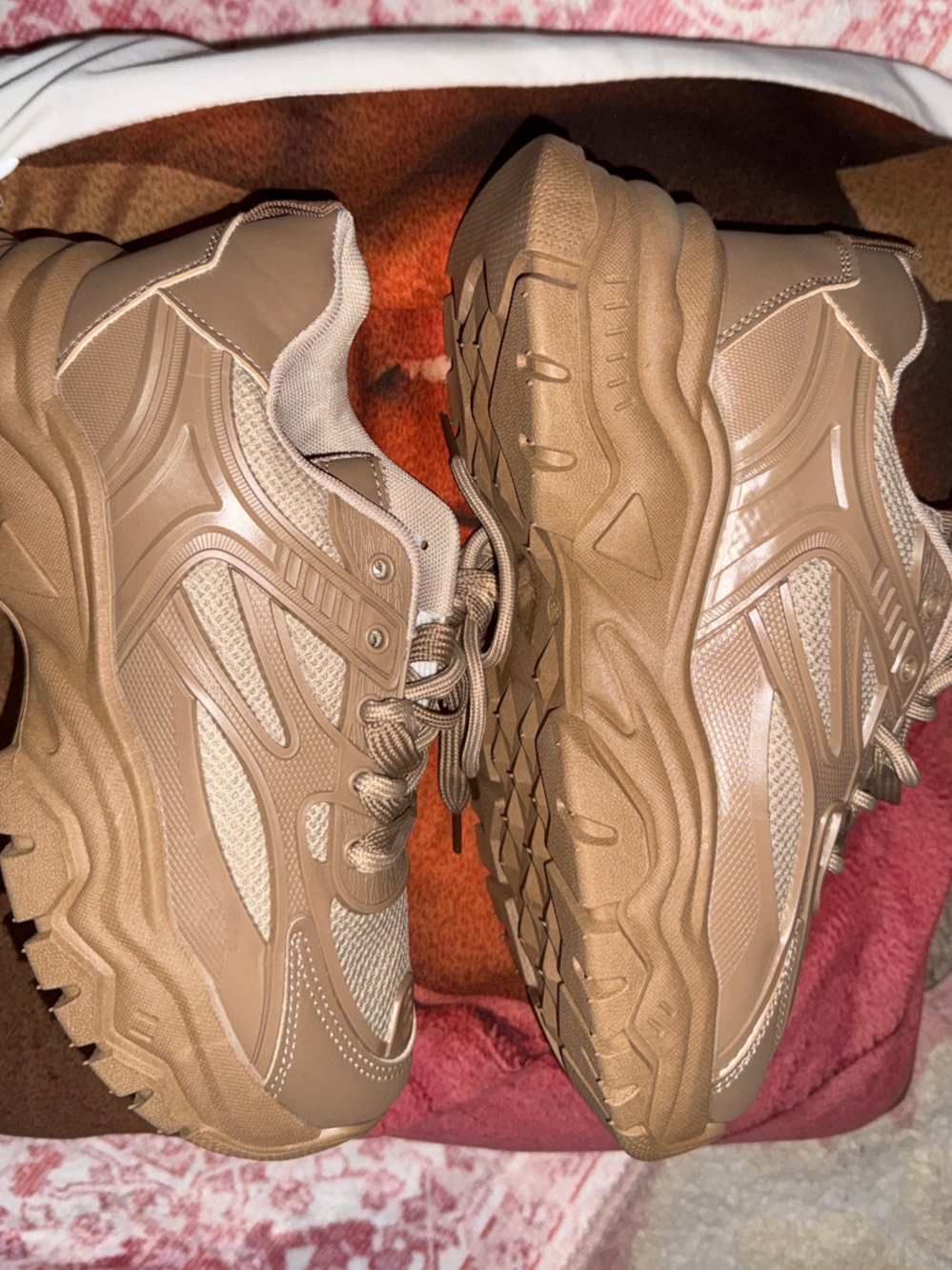Ice Beige Chunky Lace-Up Sneakers